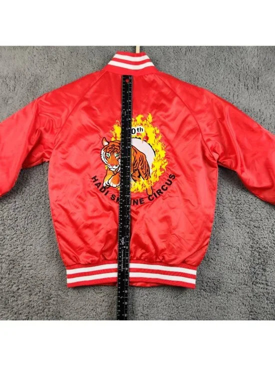 VTG Circus Bomber Jacket Youth Large Hadi Shrine Evansville IN Embroidered Lion - Picture 6 of 12